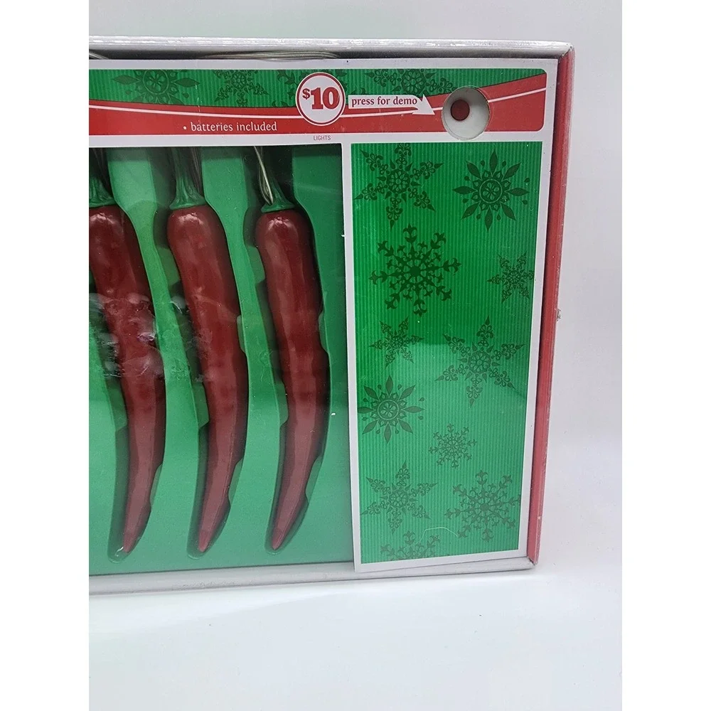 Musical Chili Pepper String Lights Red Feliz Navidad Holiday Decor Midwood Brand
